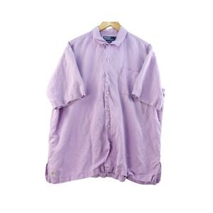 Vintage Polo Ralph Lauren Silk Mens XL Purple Short Sleeve Button Down Shirt